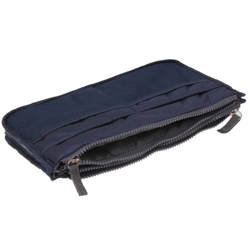 ELECTROPRIME Thicken Portable Multi-function Double Zipper Cosmetic Bag, Storage Bag in Bag (Dark Blue)