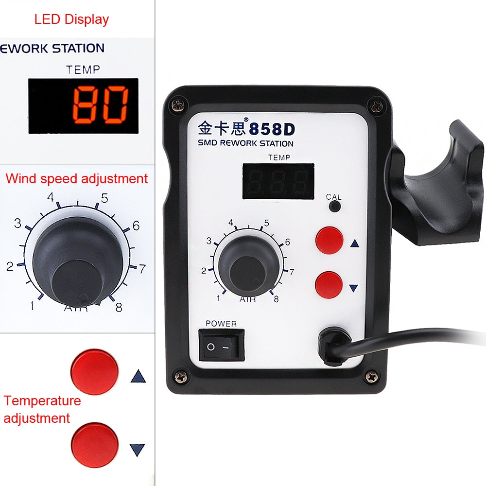 ELECTROPRIME Kaisi K-858D SMD Hot-Air Soldering Station LED Digital Display Support Controllable Temperature for Desoldering + Air Nozzles, EU Plug
