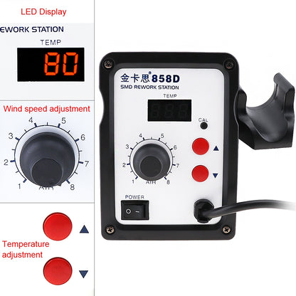 ELECTROPRIME Kaisi K-858D SMD Hot-Air Soldering Station LED Digital Display Support Controllable Temperature for Desoldering + Air Nozzles, EU Plug