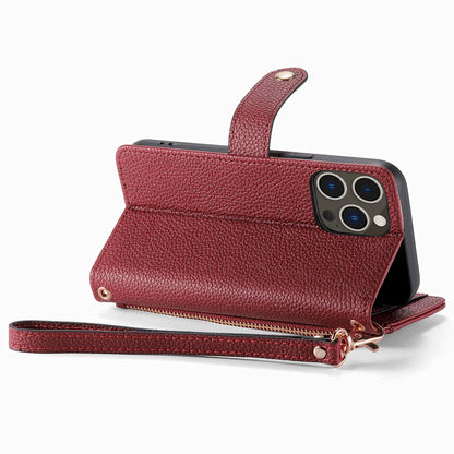 ELECTROPRIME For iPhone 15 Love Zipper Lanyard Leather Phone Case(Red)