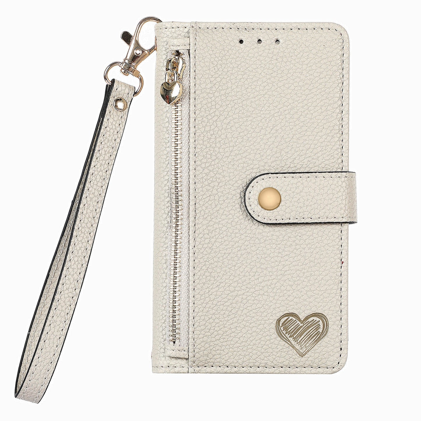 ELECTROPRIME For iPhone 15 Love Zipper Lanyard Leather Phone Case(Gray)