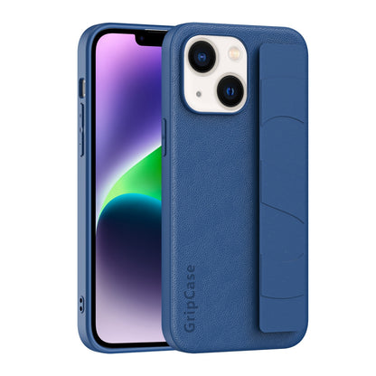 ELECTROPRIME For iPhone 15 Skin Elastic Wrist Grip Back Cover Phone Case(Navy Blue)