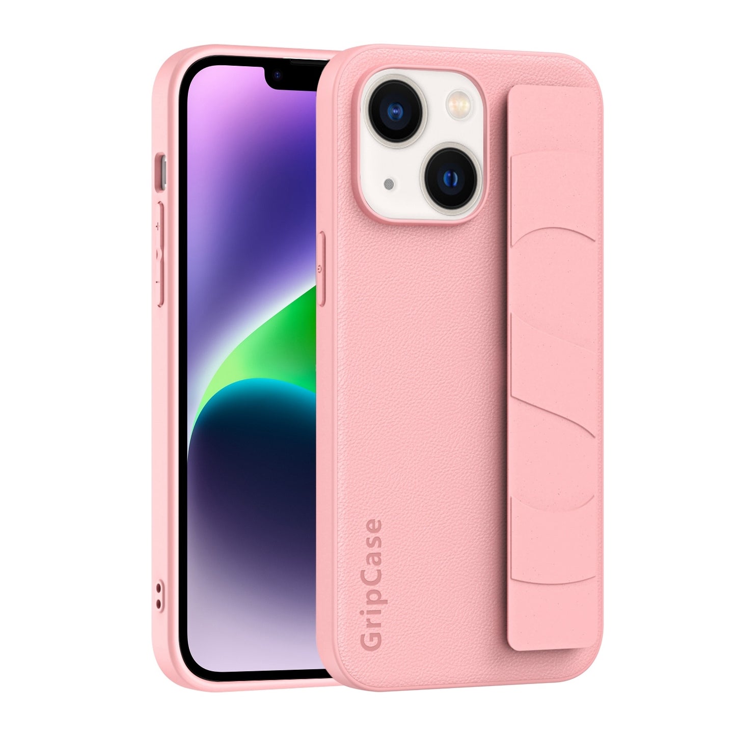 ELECTROPRIME For iPhone 15 Skin Elastic Wrist Grip Back Cover Phone Case(Pink)