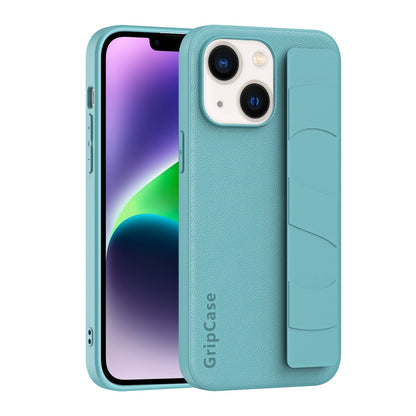ELECTROPRIME For iPhone 15 Skin Elastic Wrist Grip Back Cover Phone Case(Blue)