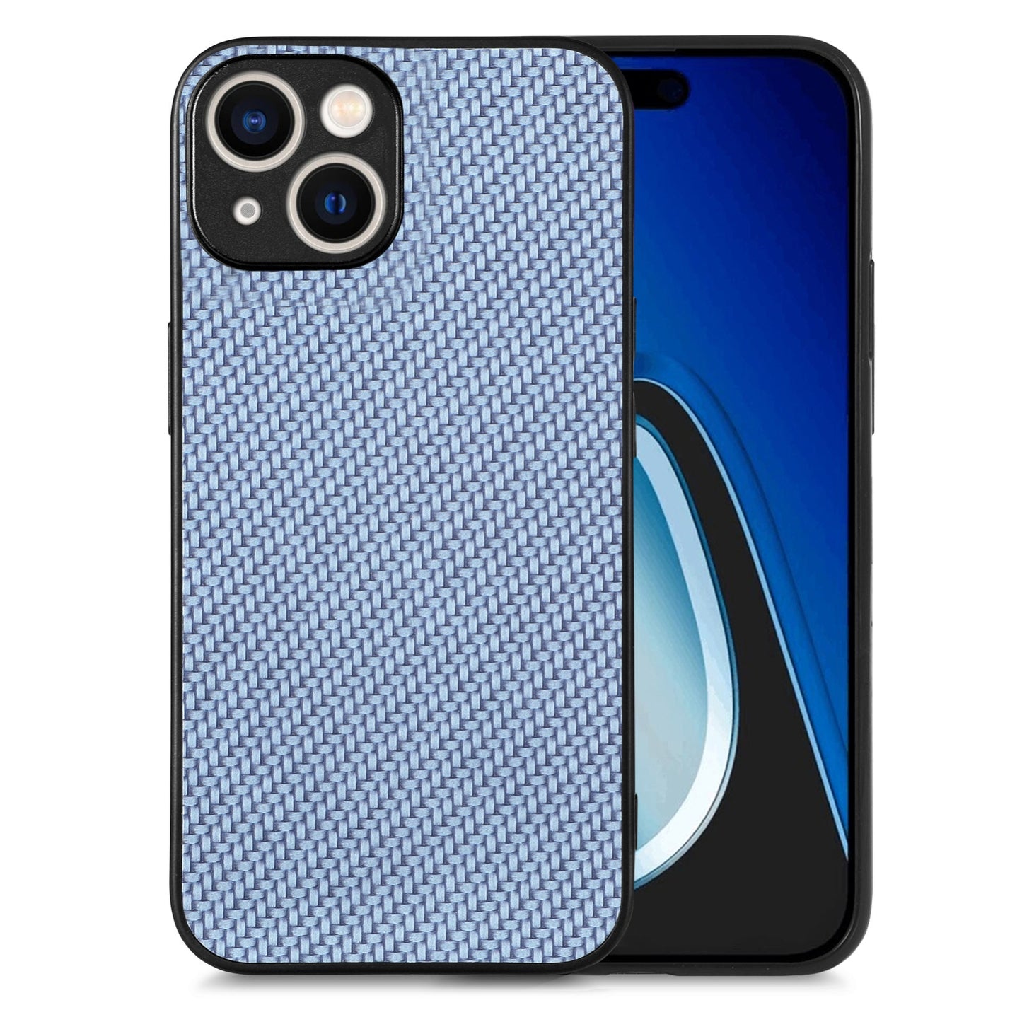 ELECTROPRIME For  iPhone 15 Carbon Fiber Texture Leather Back Phone Case(Blue)