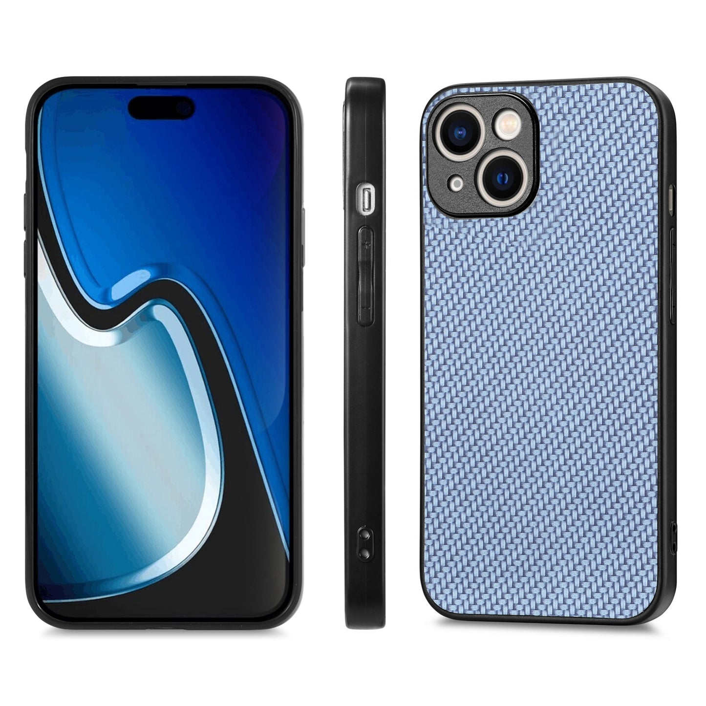 ELECTROPRIME For  iPhone 15 Carbon Fiber Texture Leather Back Phone Case(Blue)