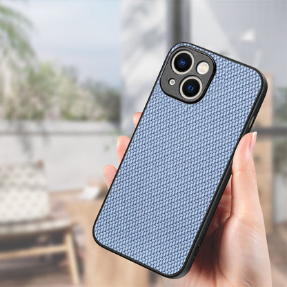 ELECTROPRIME For  iPhone 15 Carbon Fiber Texture Leather Back Phone Case(Blue)