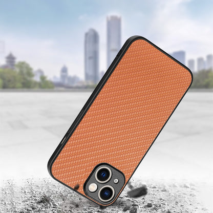 ELECTROPRIME For  iPhone 15 Carbon Fiber Texture Leather Back Phone Case(Brown)
