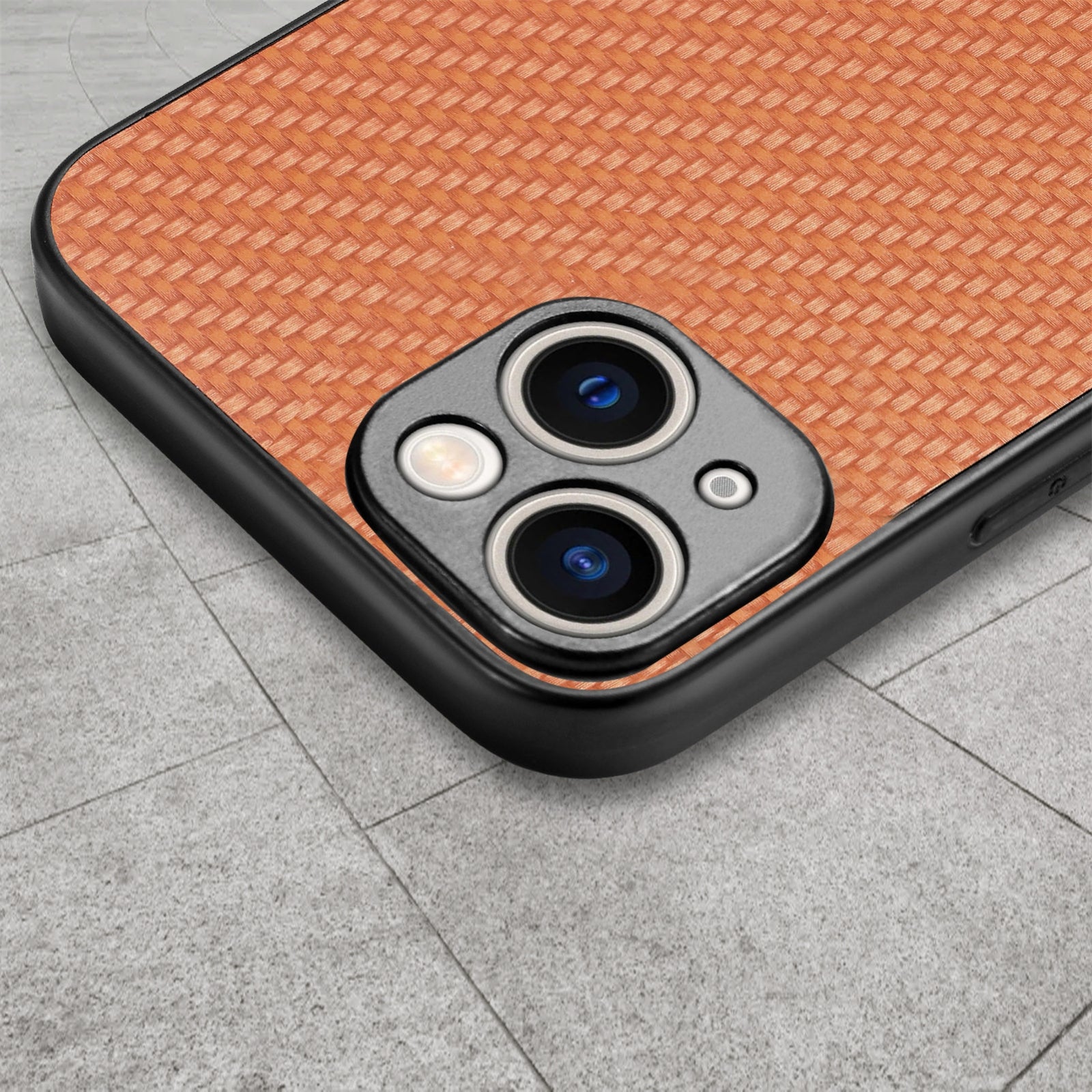 ELECTROPRIME For  iPhone 15 Carbon Fiber Texture Leather Back Phone Case(Brown)