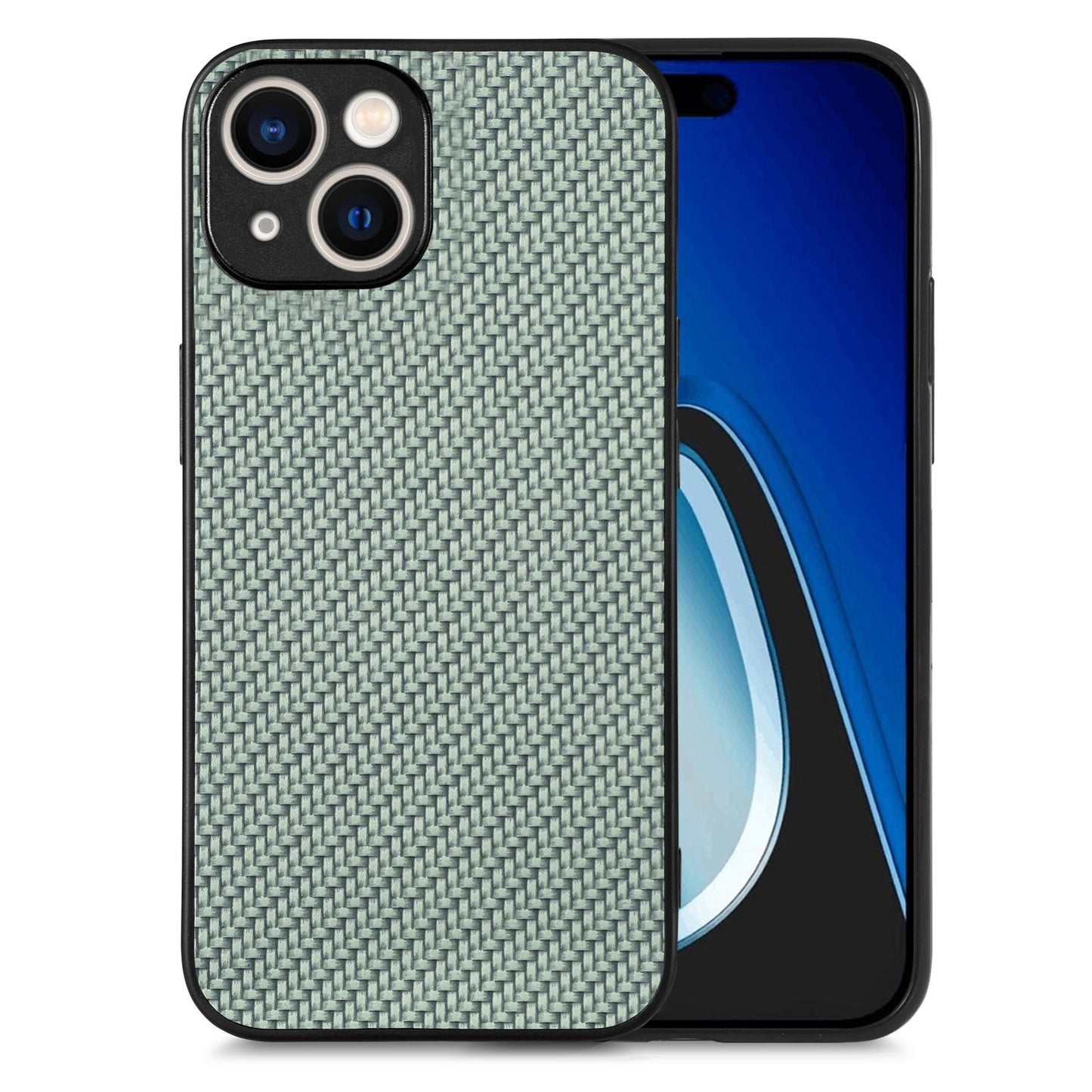 ELECTROPRIME For  iPhone 15 Carbon Fiber Texture Leather Back Phone Case(Green)