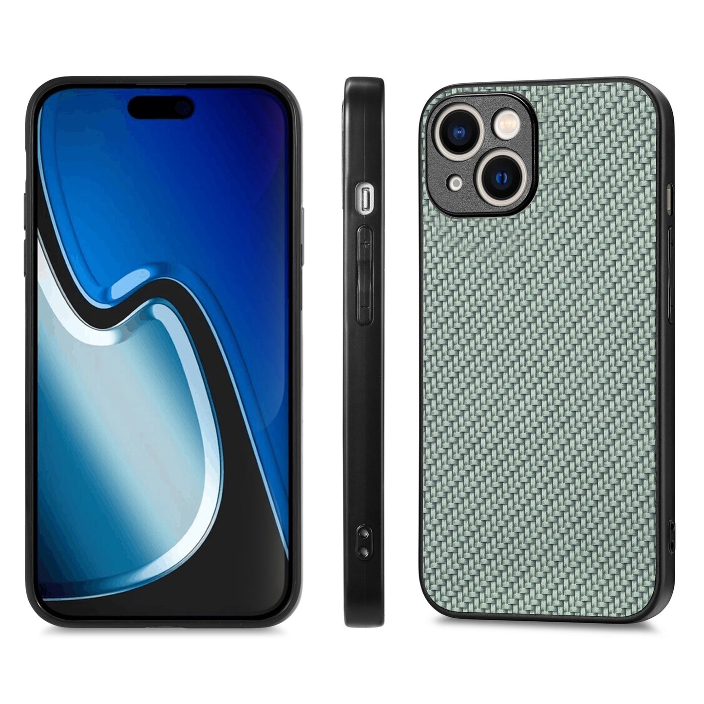 ELECTROPRIME For  iPhone 15 Carbon Fiber Texture Leather Back Phone Case(Green)