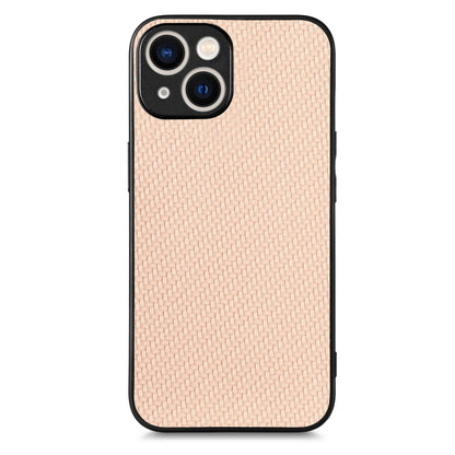 ELECTROPRIME For  iPhone 15 Carbon Fiber Texture Leather Back Phone Case(Khaki)
