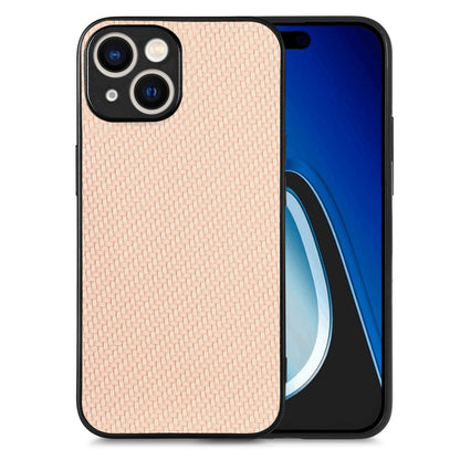 ELECTROPRIME For  iPhone 15 Carbon Fiber Texture Leather Back Phone Case(Khaki)