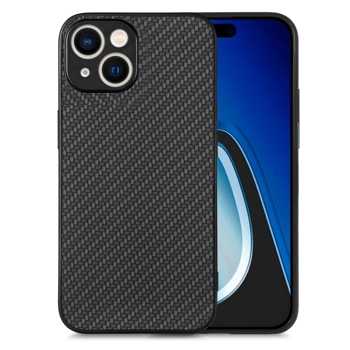 ELECTROPRIME For iPhone 15 Plus Carbon Fiber Texture Leather Back Phone Case(Black)