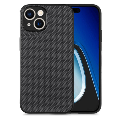 ELECTROPRIME For iPhone 15 Plus Carbon Fiber Texture Leather Back Phone Case(Black)