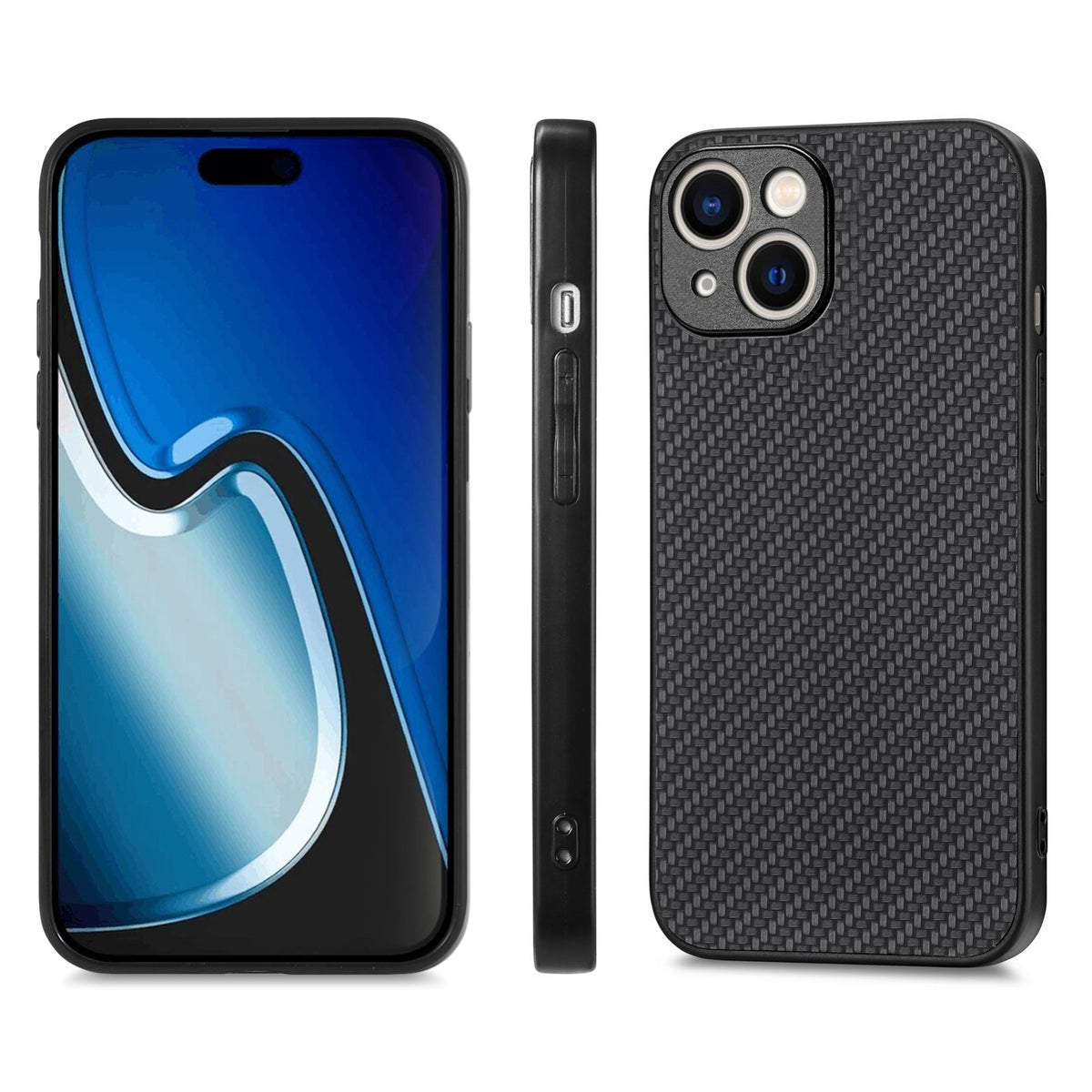 ELECTROPRIME For iPhone 15 Plus Carbon Fiber Texture Leather Back Phone Case(Black)