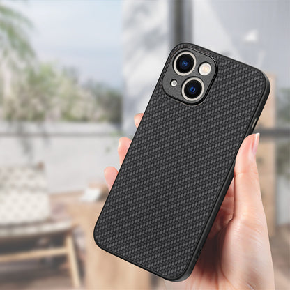 ELECTROPRIME For iPhone 15 Plus Carbon Fiber Texture Leather Back Phone Case(Black)