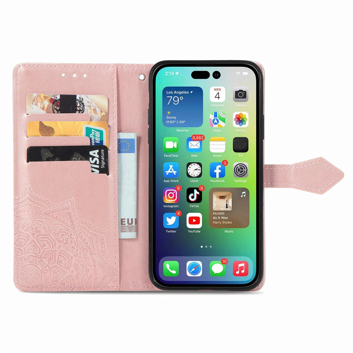 ELECTROPRIME For iPhone 15 Mandala Flower Embossed Leather Phone Case(Rose Gold)