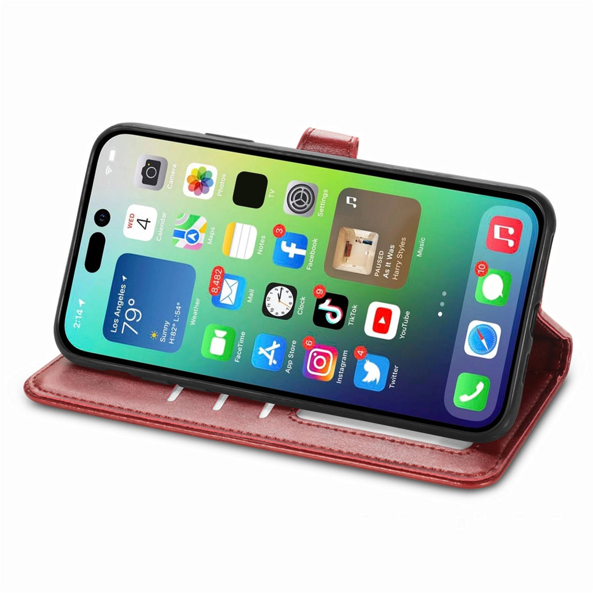 ELECTROPRIME For iPhone 15 Retro Solid Color Buckle Leather Phone Case(Red)