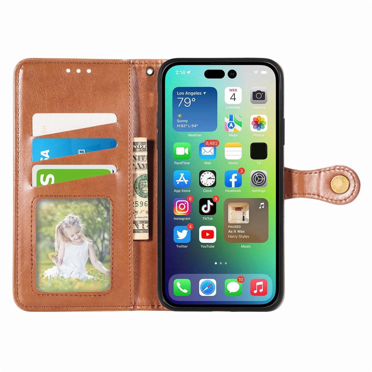 ELECTROPRIME For iPhone 15 Retro Solid Color Buckle Leather Phone Case(Brown)