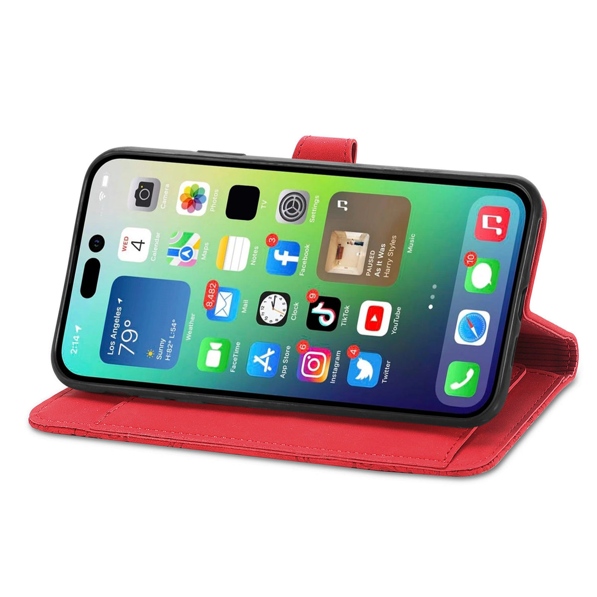 ELECTROPRIME For iPhone 15 Embossed Flower Zipper Leather Phone Case(Red)