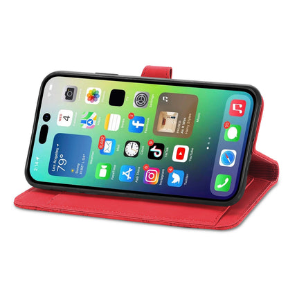 ELECTROPRIME For iPhone 15 Embossed Flower Zipper Leather Phone Case(Red)