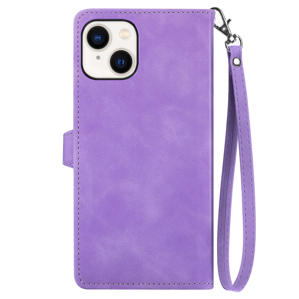 ELECTROPRIME For iPhone 15 Embossed Flower Zipper Leather Phone Case(Purple)