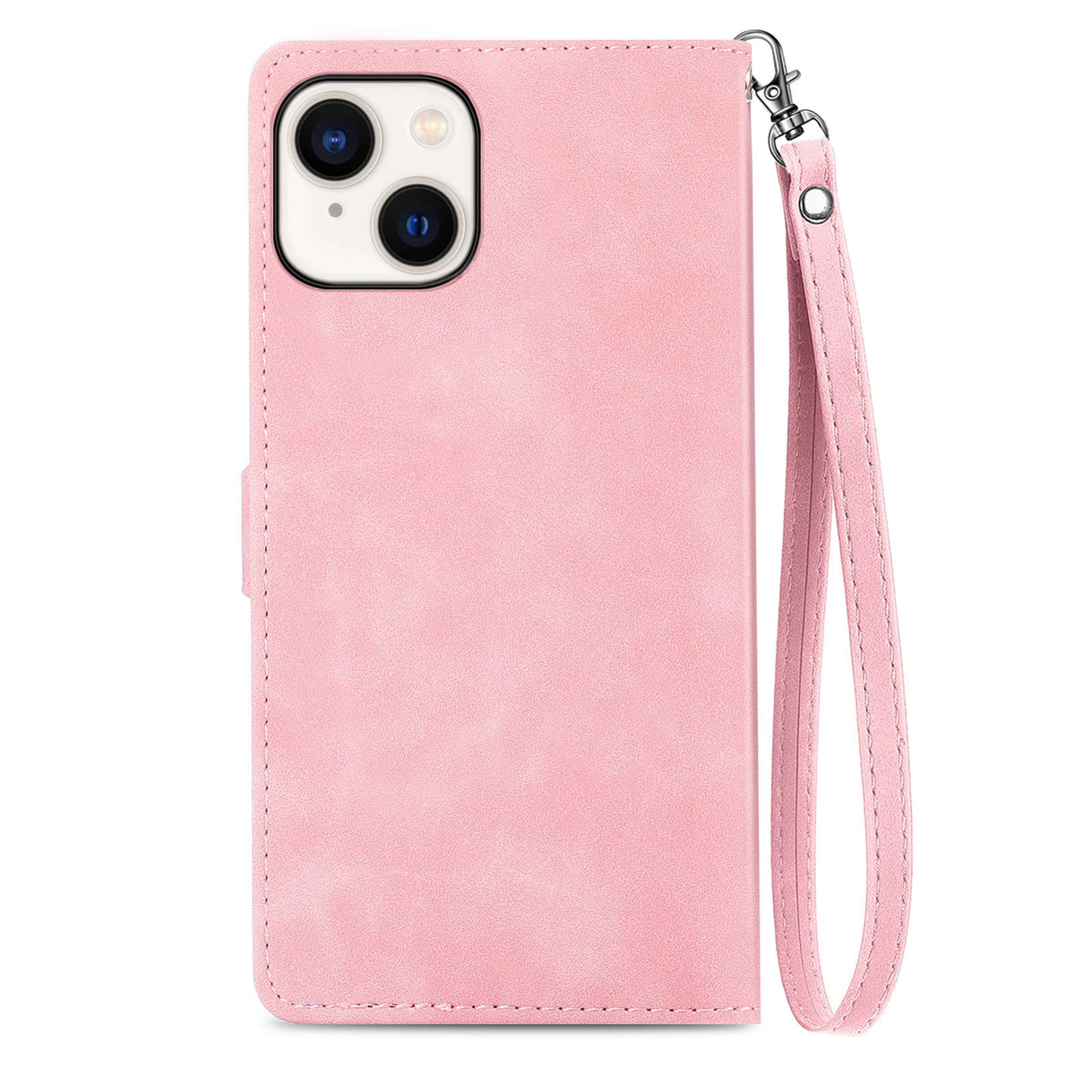 ELECTROPRIME For iPhone 15 Plus Embossed Flower Zipper Leather Phone Case(Pink)