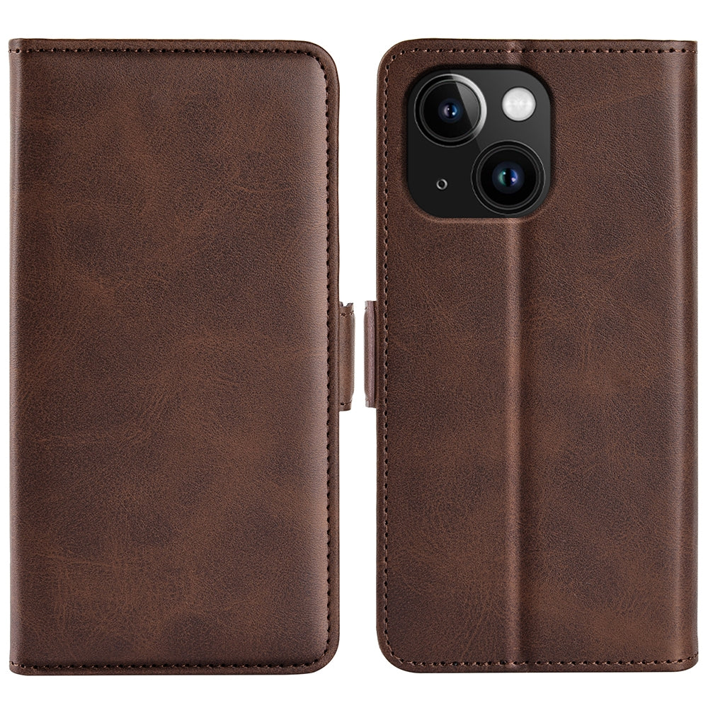 ELECTROPRIME For iPhone 15 Plus Dual-side Magnetic Buckle Horizontal Flip Leather Phone Case(Brown)