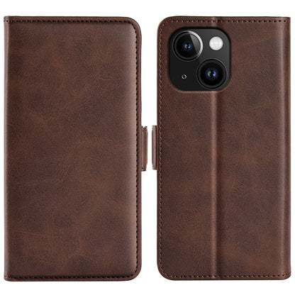 ELECTROPRIME For iPhone 15 Plus Dual-side Magnetic Buckle Horizontal Flip Leather Phone Case(Brown)
