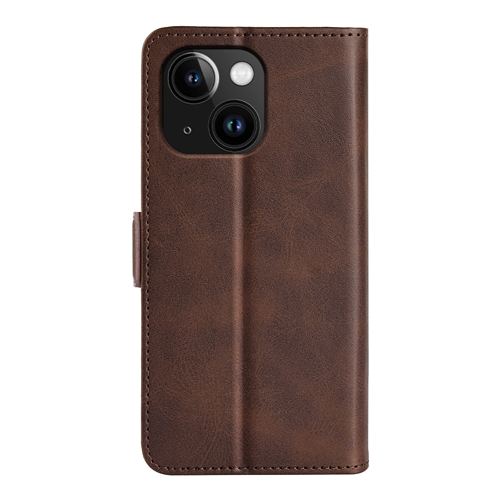 ELECTROPRIME For iPhone 15 Plus Dual-side Magnetic Buckle Horizontal Flip Leather Phone Case(Brown)