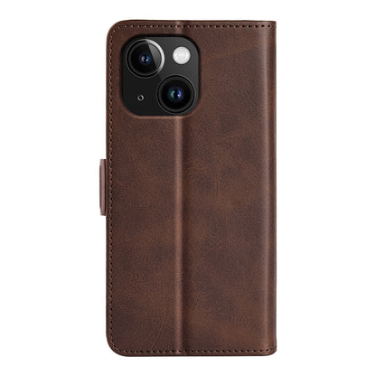 ELECTROPRIME For iPhone 15 Plus Dual-side Magnetic Buckle Horizontal Flip Leather Phone Case(Brown)