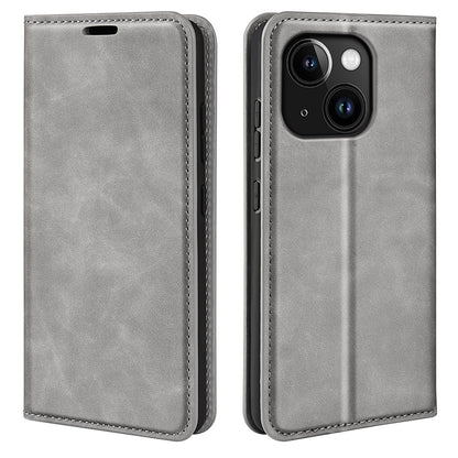 ELECTROPRIME For iPhone 15 Plus Retro-skin  Magnetic Suction Leather Phone Case(Grey)