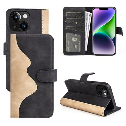 ELECTROPRIME For iPhone 15 Stitching Horizontal Flip Leather Phone Case(Black)