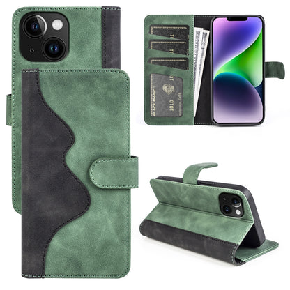 ELECTROPRIME For iPhone 15 Stitching Horizontal Flip Leather Phone Case(Green)