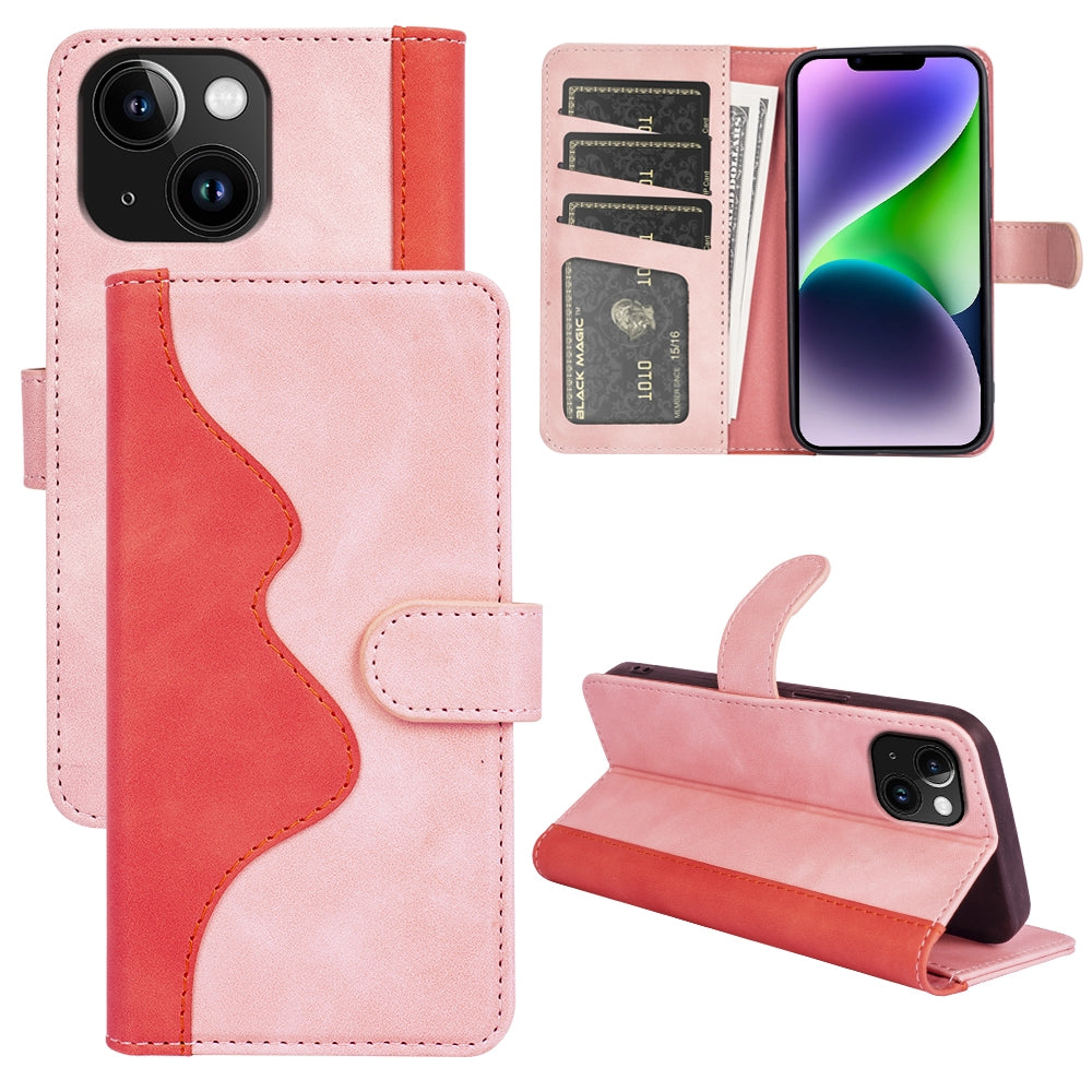 ELECTROPRIME For iPhone 15 Stitching Horizontal Flip Leather Phone Case(Red)