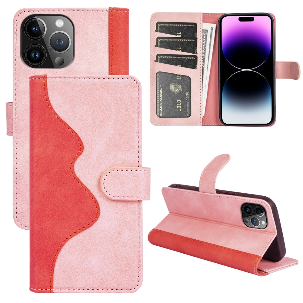 ELECTROPRIME For iPhone 15 Plus Stitching Horizontal Flip Leather Phone Case(Red)