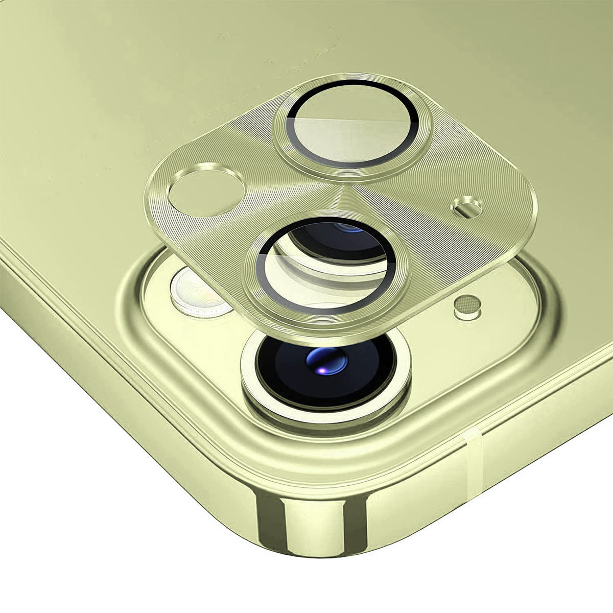 ELECTROPRIME For iPhone 15 / 15 Plus ENKAY Aluminium Alloy Tempered Glass Lens Cover Film(Yellow)