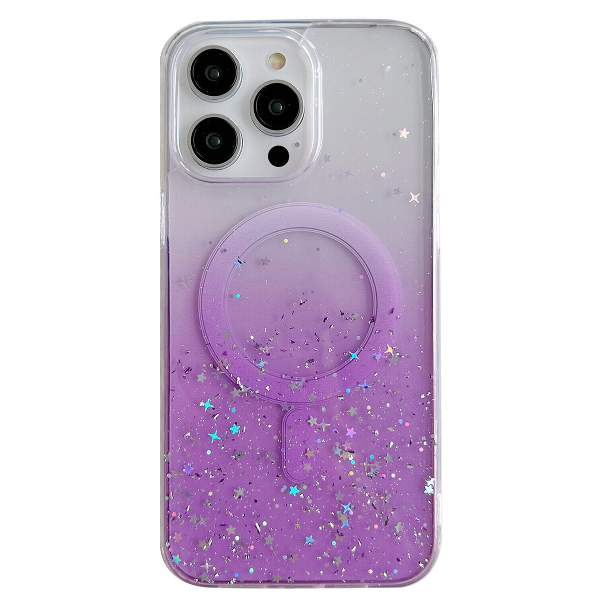 ELECTROPRIME For iPhone 15 Plus Glitter MagSafe Hybrid Clear TPU Phone Case(Purple)