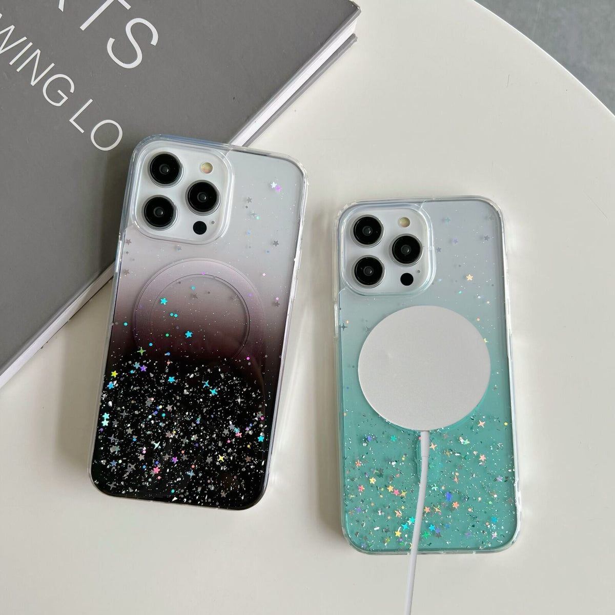 ELECTROPRIME For iPhone 15 Plus Glitter MagSafe Hybrid Clear TPU Phone Case(Purple)