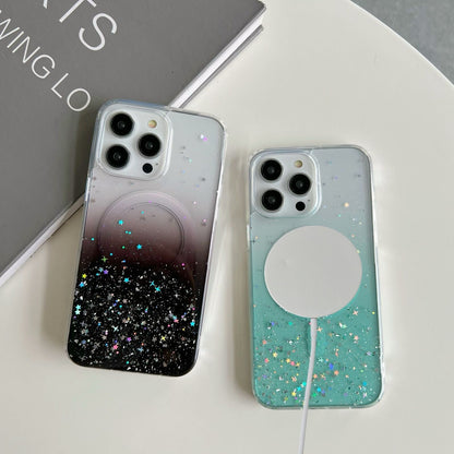 ELECTROPRIME For iPhone 15 Plus Glitter MagSafe Hybrid Clear TPU Phone Case(Purple)