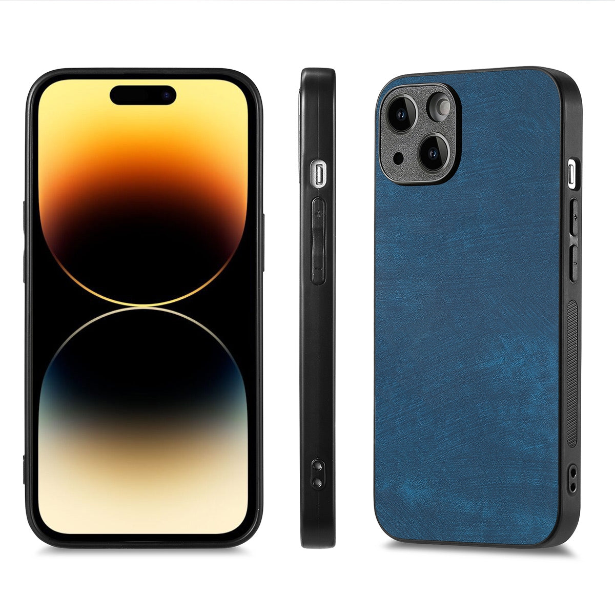 ELECTROPRIME For iPhone 15 ENKAY Retro Leather Skin PC Phone Case with High Aluminum-silicon Glass Film(Blue)