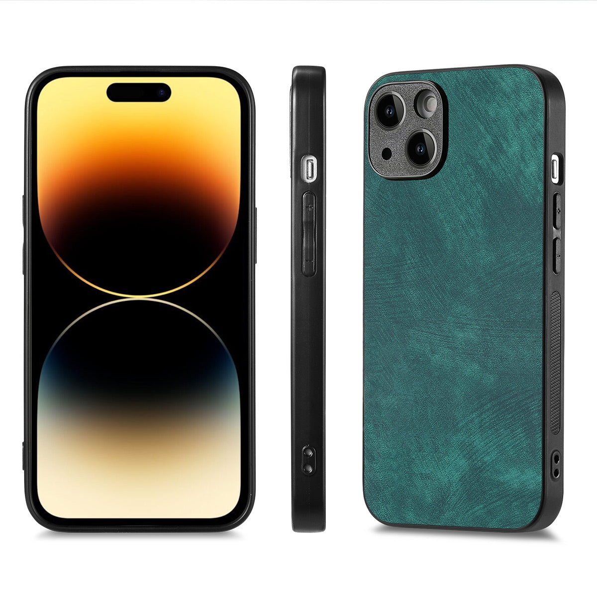 ELECTROPRIME For iPhone 15 ENKAY Retro Leather Skin PC Phone Case with High Aluminum-silicon Glass Film(Green)