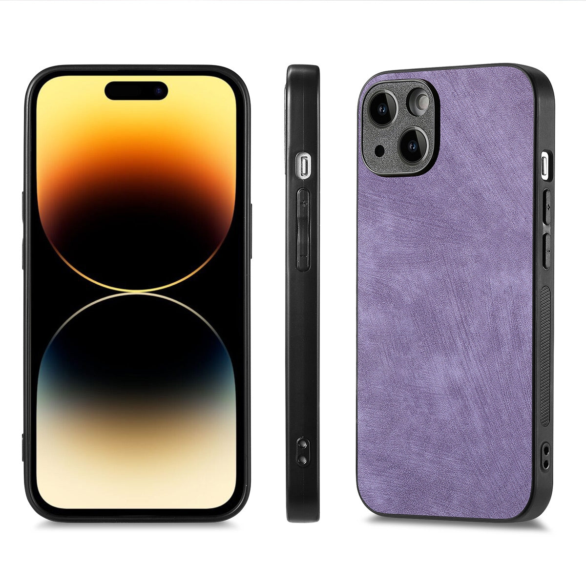 ELECTROPRIME For iPhone 15 ENKAY Retro Leather Skin PC Phone Case with High Aluminum-silicon Glass Film(Purple)