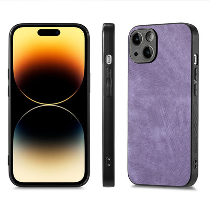 ELECTROPRIME For iPhone 15 ENKAY Retro Leather Skin PC Phone Case with High Aluminum-silicon Glass Film(Purple)