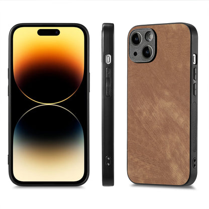 ELECTROPRIME For iPhone 15 ENKAY Retro Leather Skin PC Phone Case with High Aluminum-silicon Glass Film(Brown)