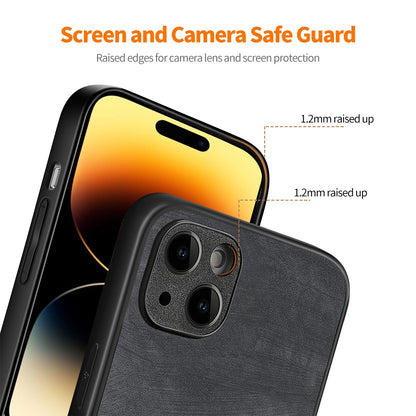 ELECTROPRIME For iPhone 15 ENKAY Retro Leather Skin PC Phone Case with High Aluminum-silicon Glass Film(Brown)