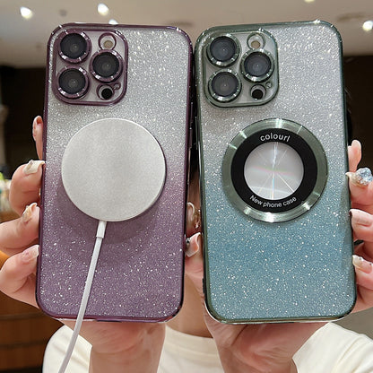ELECTROPRIME For iPhone 15 Plus Gradient Glitter Electroplating MagSafe TPU Phone Case(Silver)