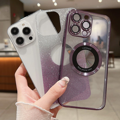 ELECTROPRIME For iPhone 15 Plus Gradient Glitter Electroplating MagSafe TPU Phone Case(Silver)