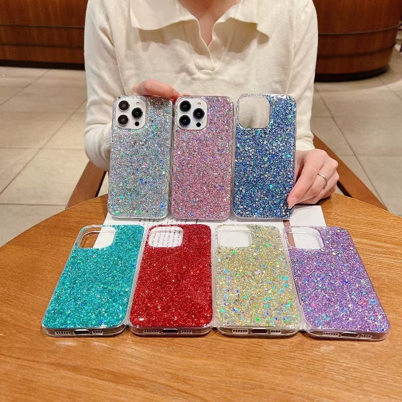ELECTROPRIME For iPhone 15 Plus Glitter Sequins Epoxy TPU Phone Case(Purple)